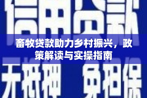 望江畜牧贷款助力乡村振兴，政策解读与实操指南